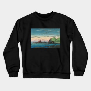 Ryugashima Island at Oga Peninsula by Kawase Hasui Crewneck Sweatshirt